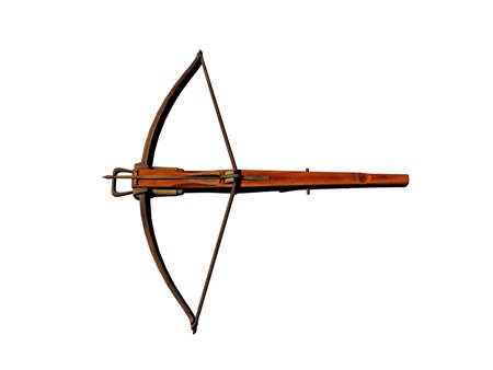 wooden crossbow with tendon and boltの写真素材