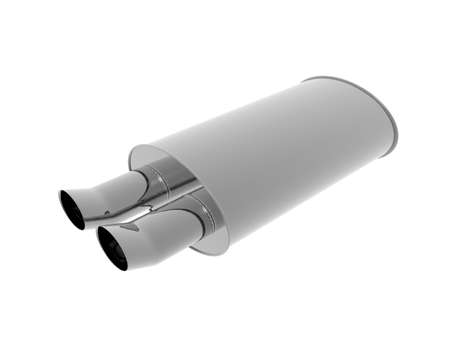 Stainless steel exhaust with two pipesの写真素材