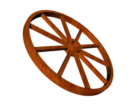 wooden wagon wheel for covered wagonsの写真素材