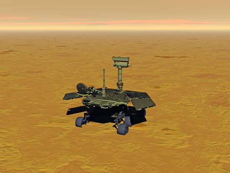 Mars transportation rolls over the planet's surfaceの写真素材