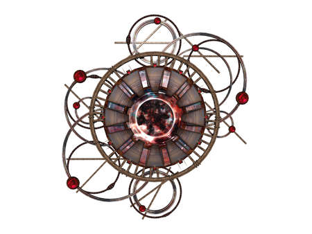 futuristic lens with cables and optics
