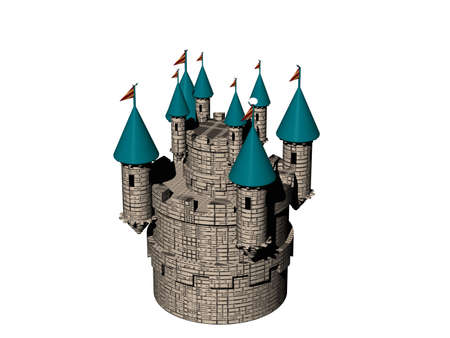 small fantasy castle with many turretsの写真素材