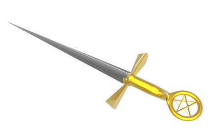 antique dagger with golden handleの写真素材