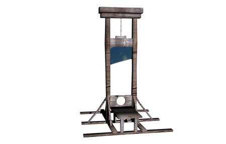 wooden guillotine with steel guillotine for execution
