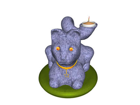 Ceramic cat as a candle holderの写真素材