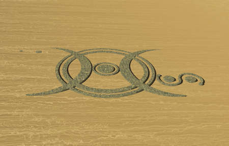 interesting crop circles in the grain fieldの写真素材