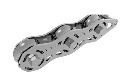 Links of a shiny metallic bicycle chain