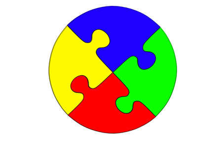 round puzzle with colored interlocking partsの写真素材