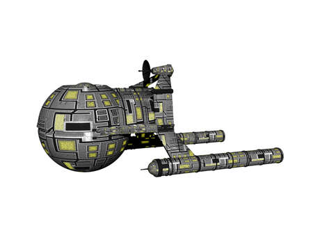 futuristic spaceship hovers in space
