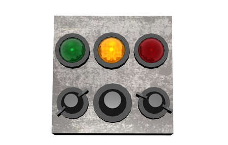 Control panel with switches and colored lights