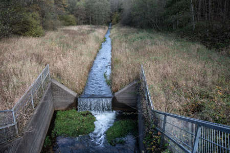 Breitenbach dam in Siegerland water inlet with cascades