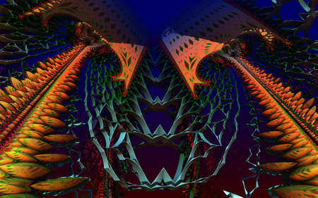 Picture of three-dimensional spaceship fractals in motionの写真素材