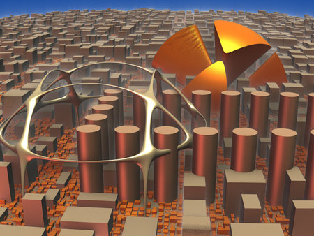 the surface of an alien planet under an alien sun 3d renderingの写真素材