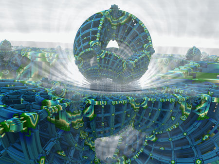 the surface of an alien planet under an alien sun 3d renderingの写真素材