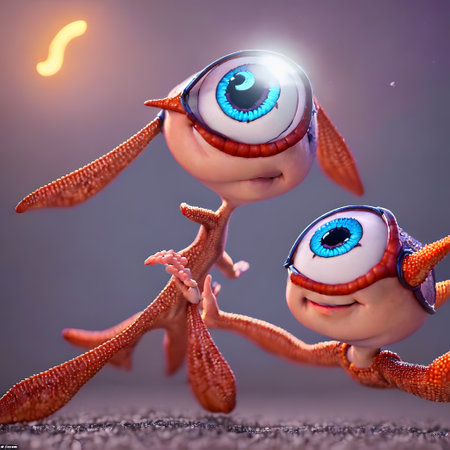 Colorful starfish wander the seabed in search of foodの素材