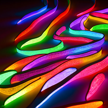 Colorful bold colors and rays of light as a backgroundの素材