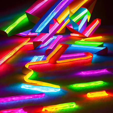 Colorful bold colors and rays of light as a backgroundの素材