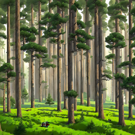 untouched nature in big gloomy forestの素材