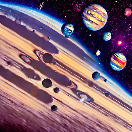 The sky and universe with stars and planetsの素材