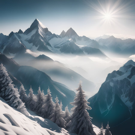 beautiful mountainous landscape as far as the eye can seeの素材