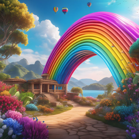 colorful rainbow in all situationsの素材
