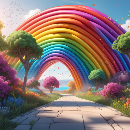 colorful rainbow in all situationsの素材