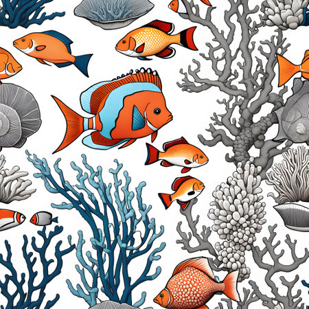 coral reef at seabed with colorful animalsの素材