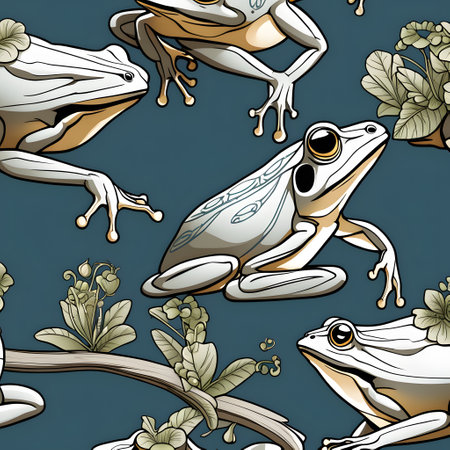 colored frog is sitting in natureの素材