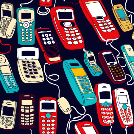 vintage telephones on the office deskの素材