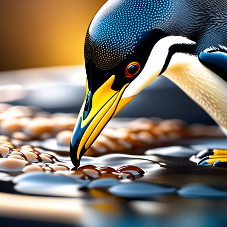 Brautiful penguins in ice and snow in Arcticの素材
