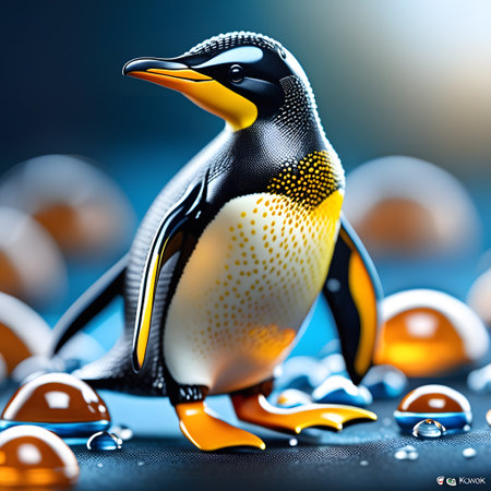 Brautiful penguins in ice and snow in Arcticの素材