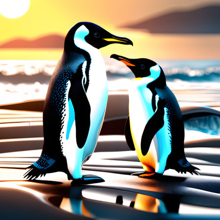 Brautiful penguins in ice and snow in Arcticの素材