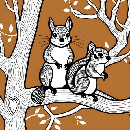 cute lively squirrels in treesの素材