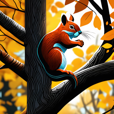 cute lively squirrels in treesの素材