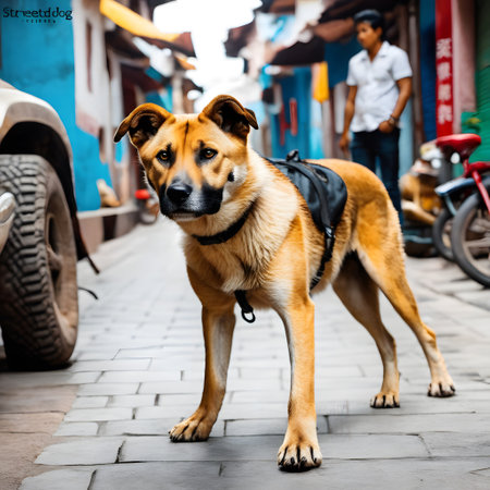 Street dogs are barking through the cityの素材