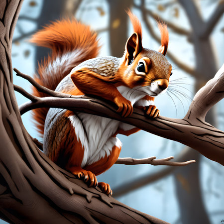 cute lively squirrels in treesの素材