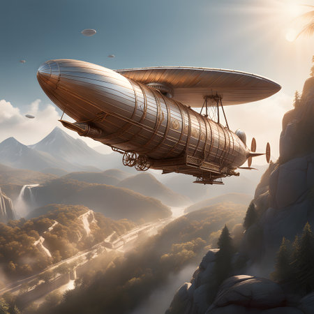 Great airships are flying at skyの素材