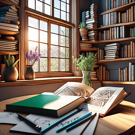 a lot of books on shelves for knowledgeの素材