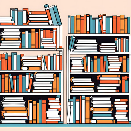 a lot of books on shelves for knowledgeの素材