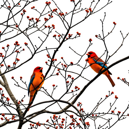 singing birds are sitting in treesの素材