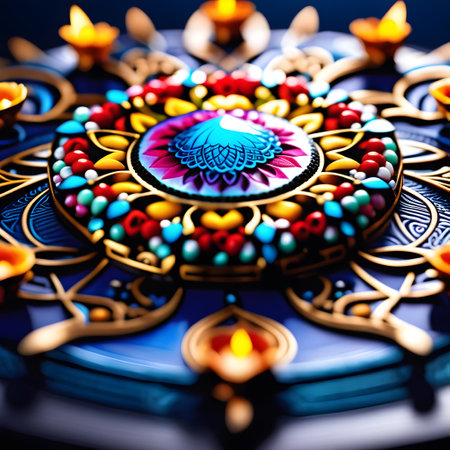 colorful round mandala as backgroundの素材
