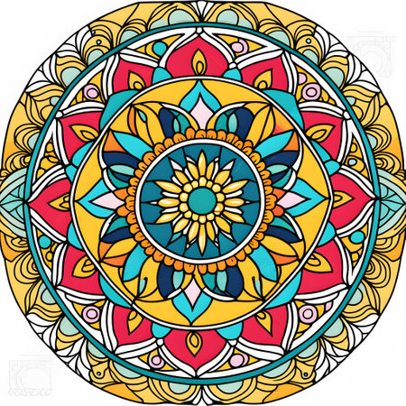 colorful round mandala as backgroundの素材