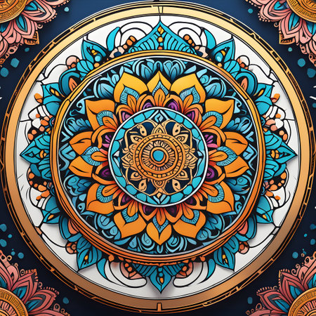 colorful round mandala as backgroundの素材
