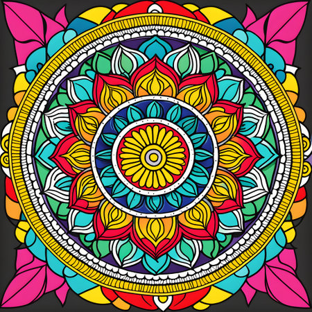 colorful round mandala as backgroundの素材