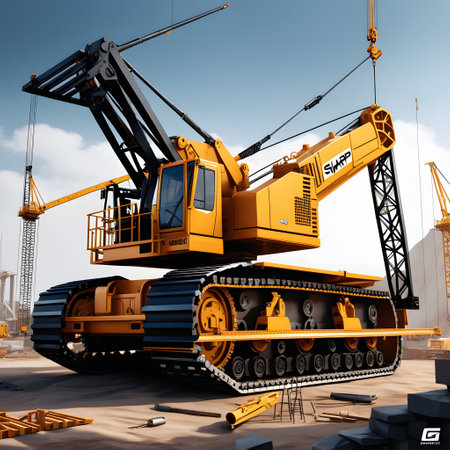 great construction side with cranes and steelの素材
