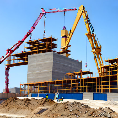 great construction side with cranes and steelの素材