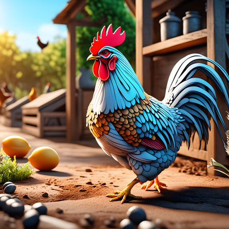 Chicken flutter and cluck on farmの素材