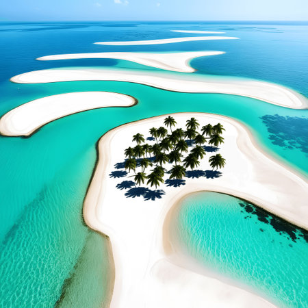 Tropical island in the south sea with palmsの素材