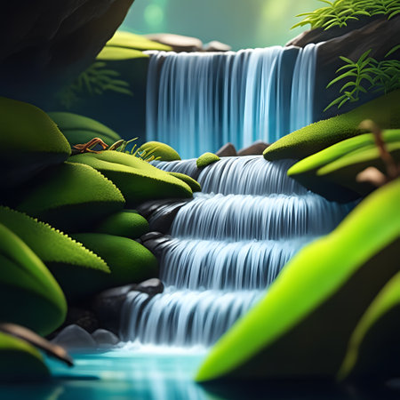 Waterfall from wild river in natureの素材