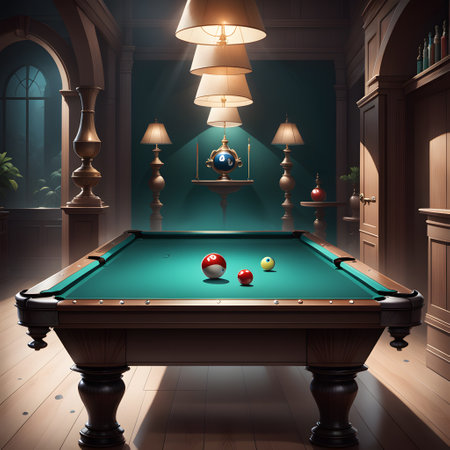 Billiard game with balls in pubの素材